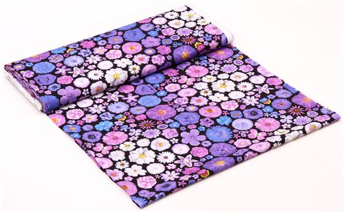Bloominescent purple flowers Poplin fabric Robert Kaufman 3