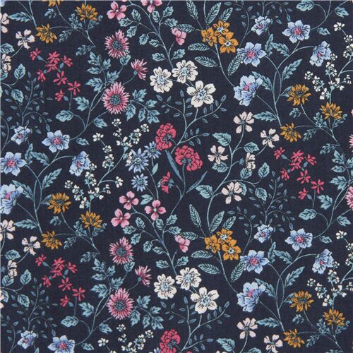 Pink & Blue Ditsy Floral Cotton