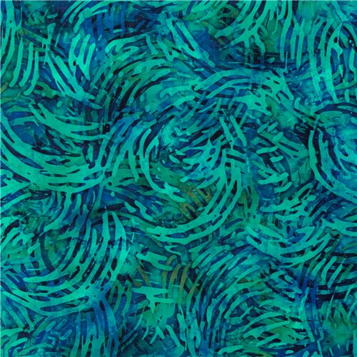 Blue green teal swirls blender fabric by Quilting Treasures Fabric by Japanese Indie modes4u