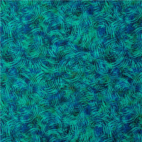 Blue green teal swirls blender fabric by Quilting Treasures - modeS4u