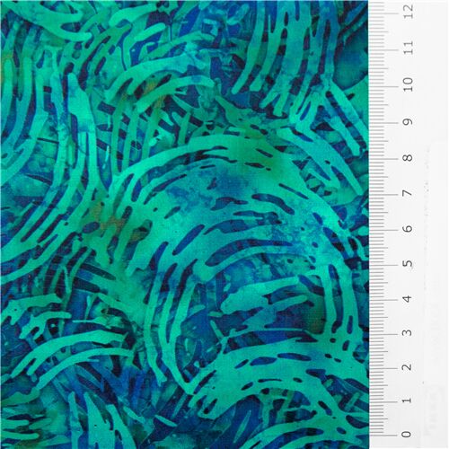 Blue green teal swirls blender fabric by Quilting Treasures modeS4u