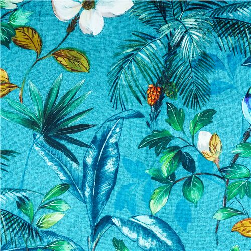 Blue jungle print France cotton fabric modeS4u