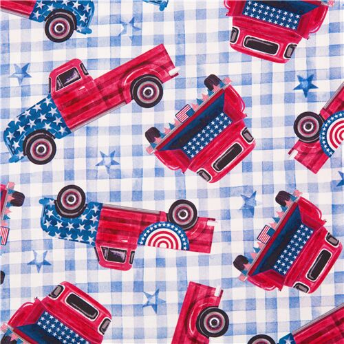 Land That I Love Pick up Truck Checkered Fabric