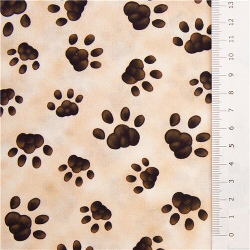 Ung ulæselig Legeme Brown cat paws design Quilting Treasures animal fabric cream - modeS4u
