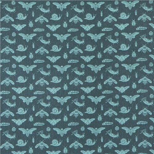 Bug Tonal Blue insect bug animal birch Canvas organic fabric USA 3