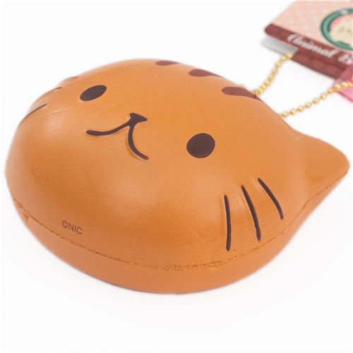 Cafe Sakura cat face brown with stripes bread bun squishy charm  3