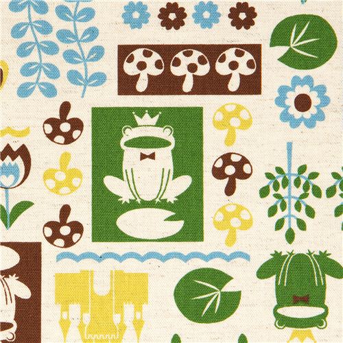 Canvas Fairy Tale Fabric with Frog King by Kokka 1