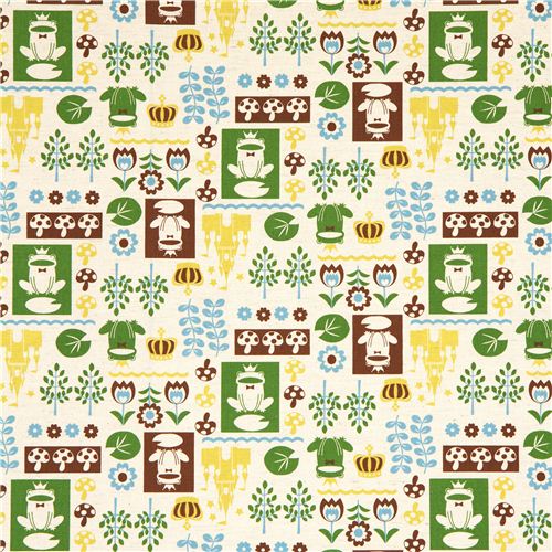 Canvas Fairy Tale Fabric with Frog King by Kokka 2