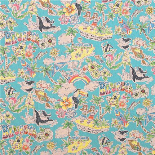 Canvas blue fabric colorful Hawaii beach holiday from Japan modeS4u