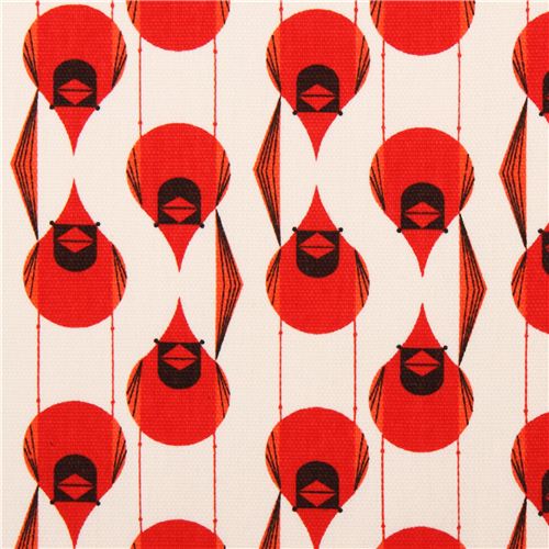 Cardinal Stagger red bird organic fabric birch 1