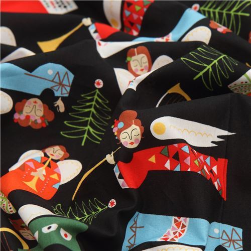 Christmas angel fabric by Alexander Henry in black - modeS4u