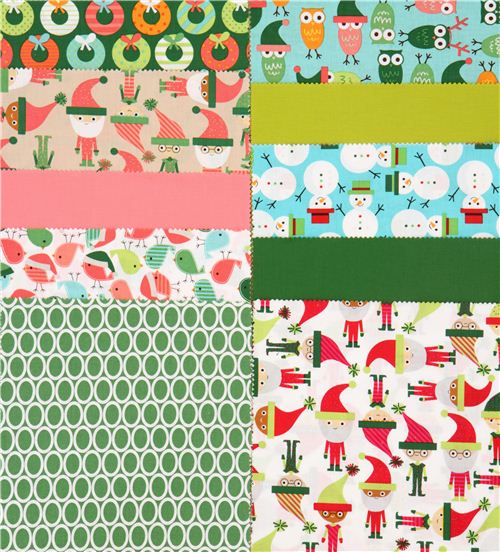 Christmas fabric bundle elf owl Ten-Square Robert Kaufman 2
