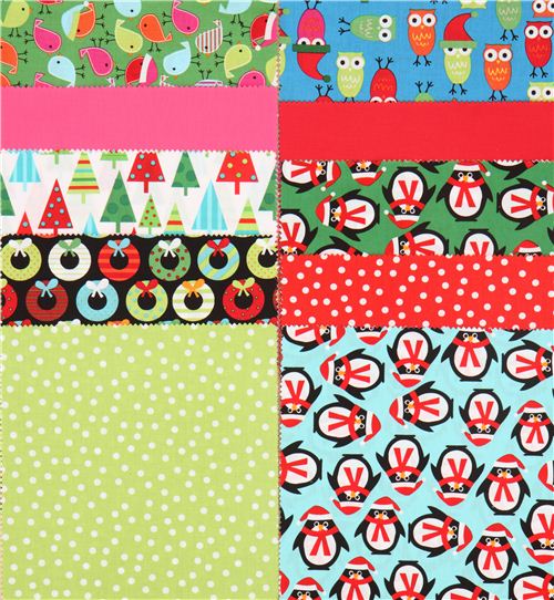 Christmas fabric bundle elf owl Ten-Square Robert Kaufman 3