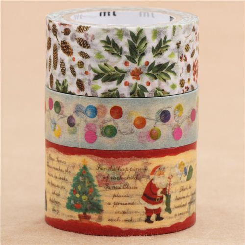 Christmas mt Masking Tape deco tape set 3pcs mistletoe lights Santa