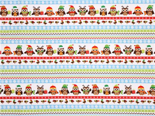 Christmas owl stripe flannel fabric Holiday Hoot 3
