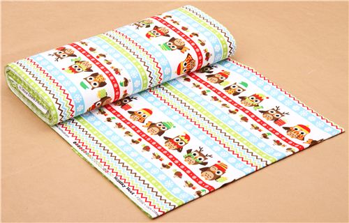 Christmas owl stripe flannel fabric Holiday Hoot 4