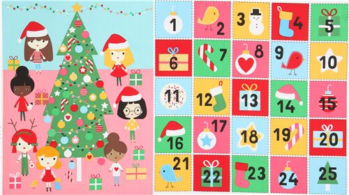 Tecido de painel de árvore de Natal e calendário do advento de Robert  Kaufman - modeS4u