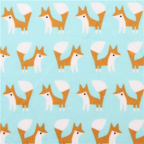 blue Cloud 9 fox animal organic flannel fabric Fanfare by Cloud 9 - modeS4u