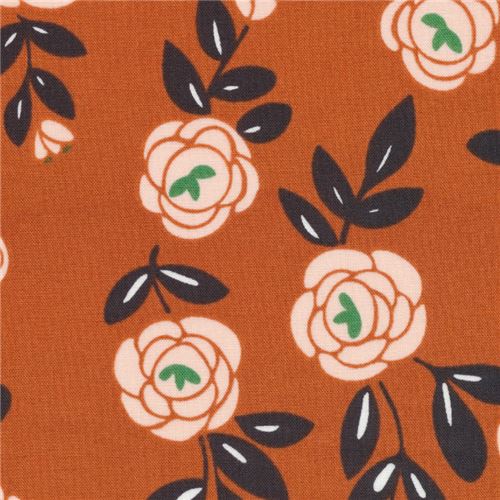 Cloud 9 organic brown flower fabric Fabric