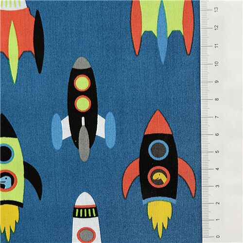 Tecido Infantil De Algodao Azul Para Nave Espacial Colorida Robert Kaufman Modes4u