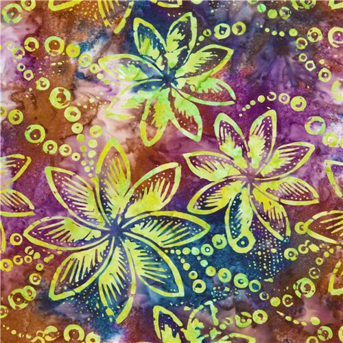 Colourful Timeless Treasures flower and bubbles batik fabric tie dye ...
