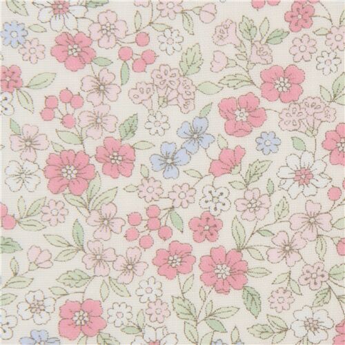 Pink Delicate Ditsy Floral Cherry Blossoms Fabric by Cosmo Fabric
