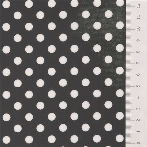 Cosmo laminate fabric from Japan black with white polka dots