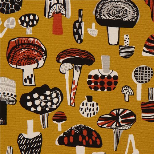 Cosmo mustard oxford laminate mushroom fabric Fabric by Cosmo - modeS4u