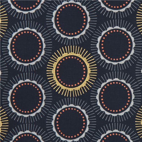 Cotton and Steel embellished navy blue flower fabric Fabric