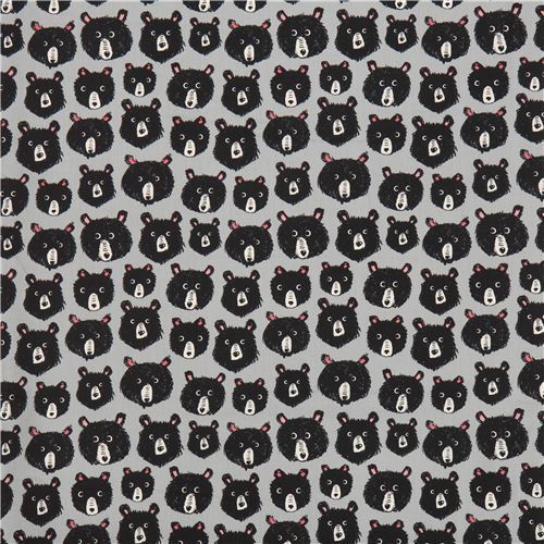 Cotton and Steel grey fabric with bear animal Fabric by Cotton + Steel modeS4u