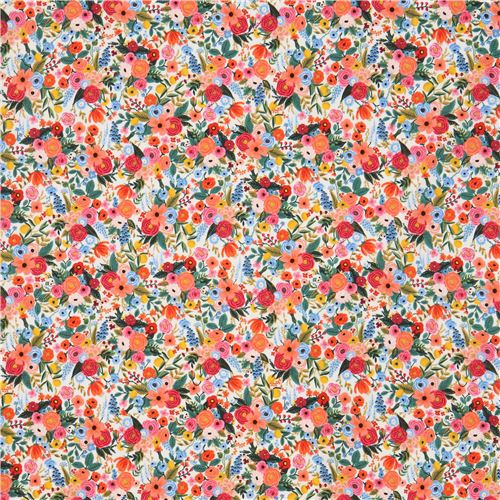 Cotton and Steel light cream rayon Rifle Paper Co fabric flowers - modeS4u