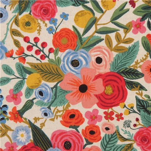 Cotton and Steel Rifle Paper Co canvas fabric with flowers Fabric by ...