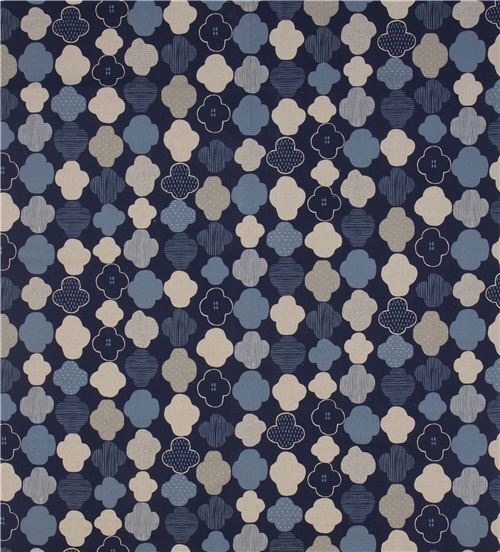 Fat Quarter (50 x 56 cm) - Cotton and Steel navy blue clover shape canvas fabric 2