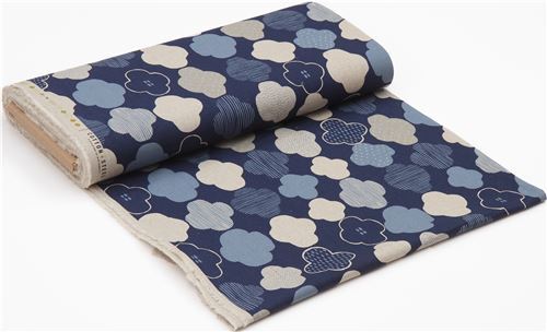 Cotton and Steel navy blue clover shape canvas fabric - modeS4u