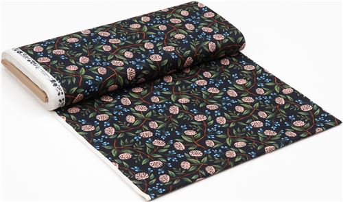Cotton and Steel navy blue retro flower Rifle Paper Co fabric - modeS4u