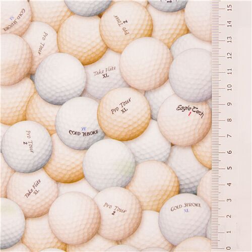 Cream beige white golf balls sports fabric Quilting Treasures modeS4u