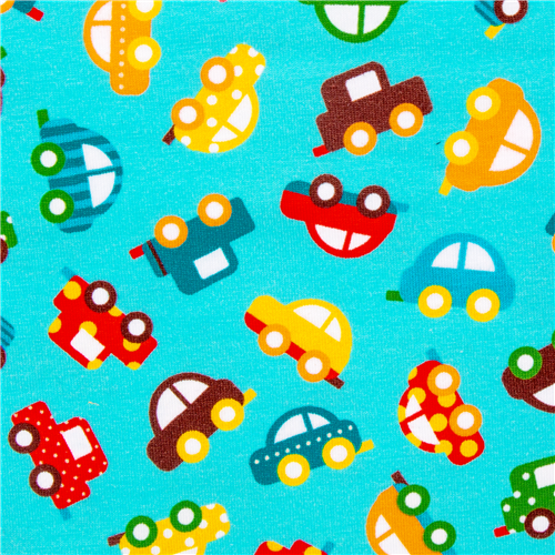 Cute Tumbling Colourful Cars Fabric by Robert Kaufman - modeS4u