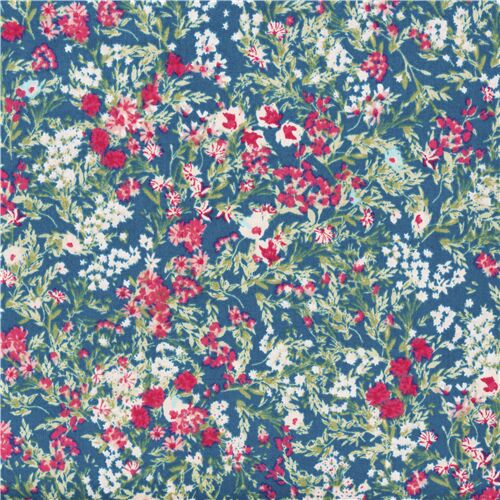 Elegant Painterly Artful Dense Meadow Florals Fabric by Hokkoh