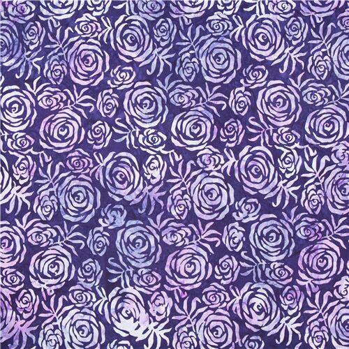 Dark purple Timeless Treasures rose batik fabric with tie dye effect ...