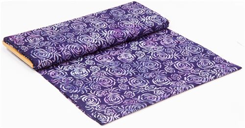 Dark purple Timeless Treasures rose batik fabric with tie dye effect ...