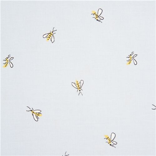 Tissu en coton bleu clair petites gupes et abeilles qui volent Tissu