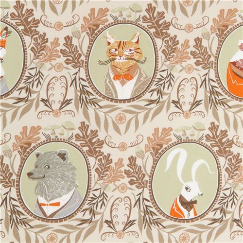 Dear Stella beige animal portrait fabric Fabric