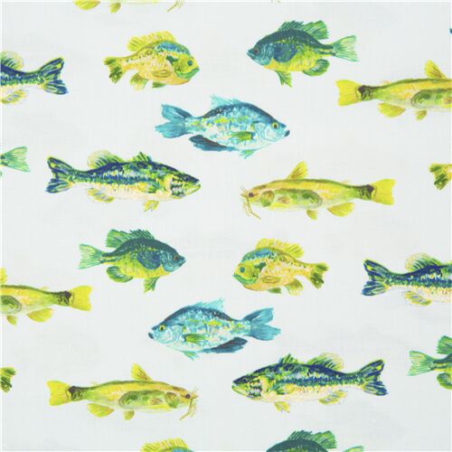 Fishes Fishing Watercolour Fabric by Dear Stella - modeS4u