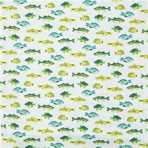 tessuto cotone pesci sfondo celeste Fabric by Dear Stella - modeS4u