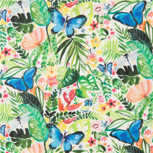 Dear Stella digital print blue butterfly tropical flower fabric Fabric ...