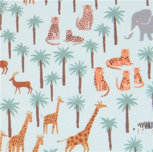 Dear Stella light mint green safari animal fabric - modeS4u