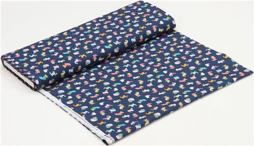 Dear Stella navy blue fabric with small colorful cats - modeS4u