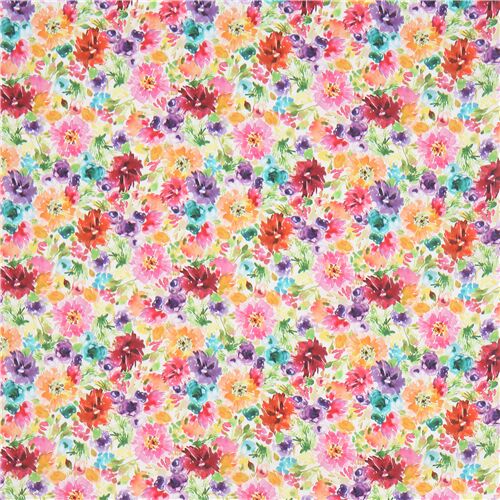 Dear Stella off-white colorful flower garden fabric - modeS4u