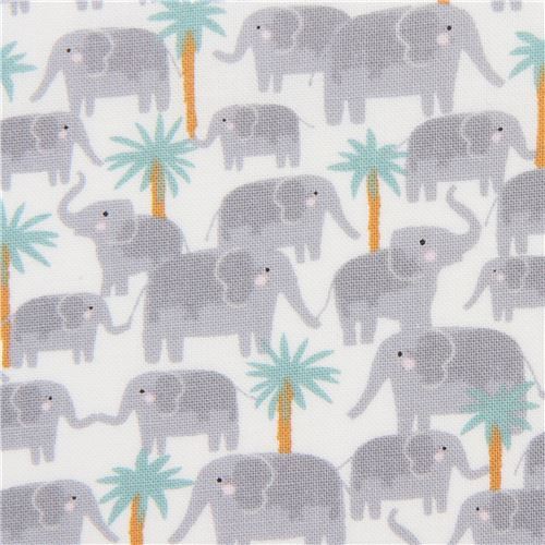 Dear Stella small white elephant fabric Fabric