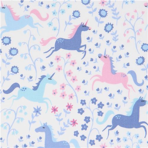 Dear Stella white fabric with unicorns and flowers Fabric by Timeless ...